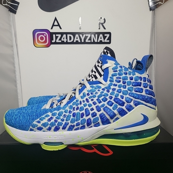SIZE 7- Nike LeBron 17 GS 'Sprite' Blue-Ghost Green VNDS 2020  BQ5594-434  Fits - Picture 2 of 16